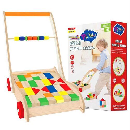 AHŞAP EĞİTİCİ BLOKLU ARABA6 RENK 51 PARÇA 36M+