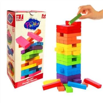 AHŞAP RENKLİ DENGE OYUNU 54 PARÇA 3+