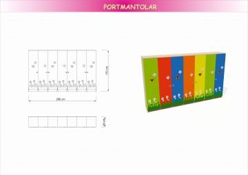 Çiçek Figürlü Kapaklı Portmanto