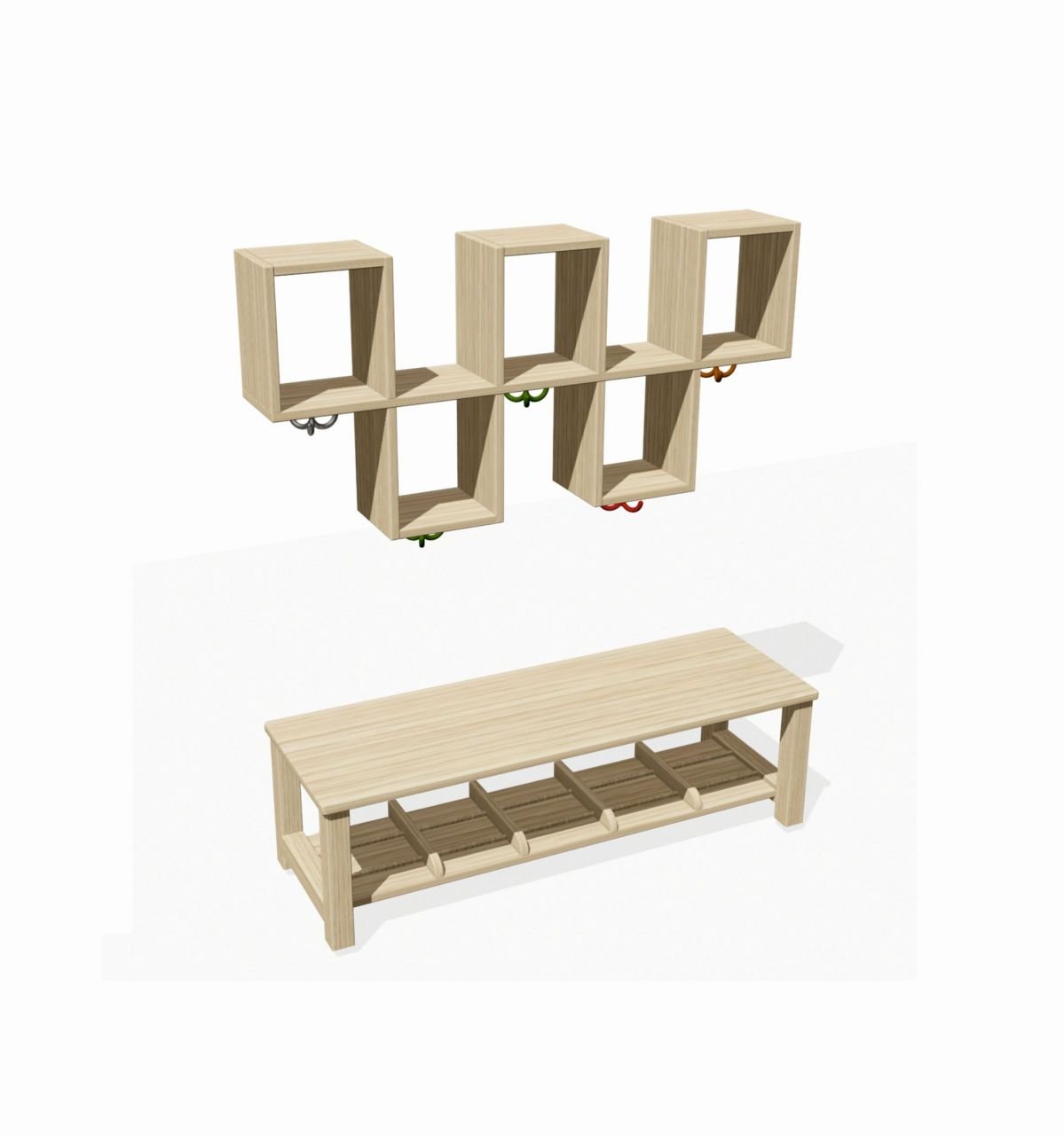 5 Gözlü Askılık ve Ayakkabılık Takımı