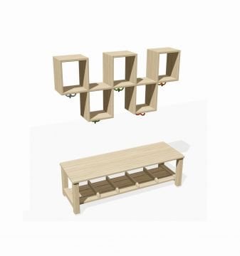 5 Gözlü Askılık ve Ayakkabılık Takımı