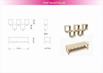 5 Gözlü Askılık ve Ayakkabılık Takımı