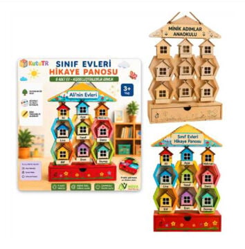 Sınıf Evleri Hikaye Panosu (9 Adet Ev - Kişiselleştirilebilir İsimlik)