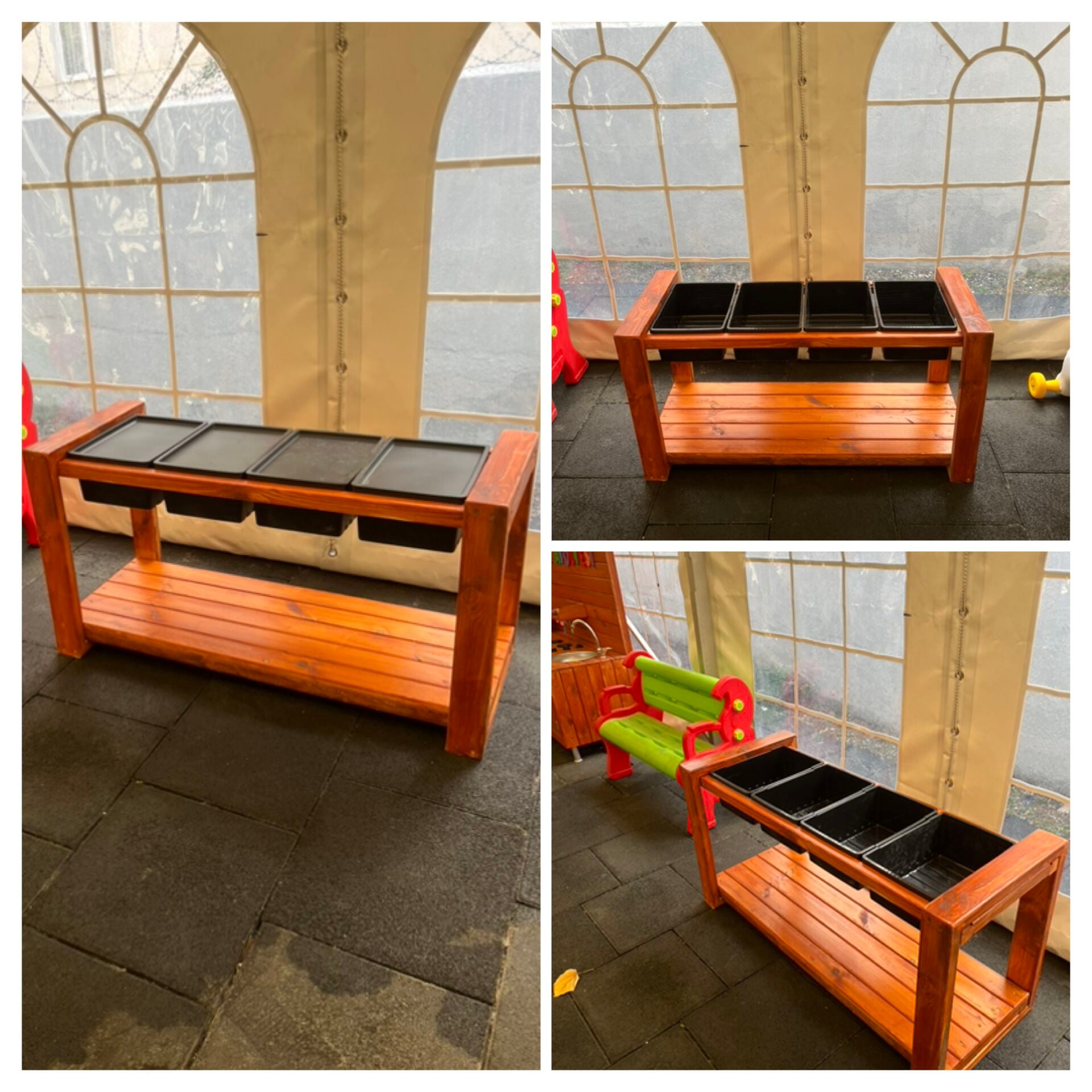 Ahşap Duyu ve Aktivite Masası 110x35 cm | Montessori Oyun Masası