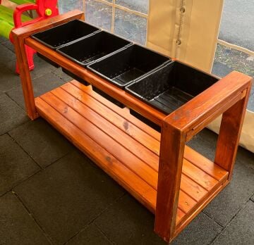 Ahşap Duyu ve Aktivite Masası 110x35 cm | Montessori Oyun Masası