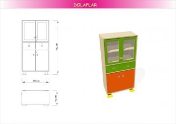 Öğretmen Dolabı 4 Kapaklı 2 Çekmeceli