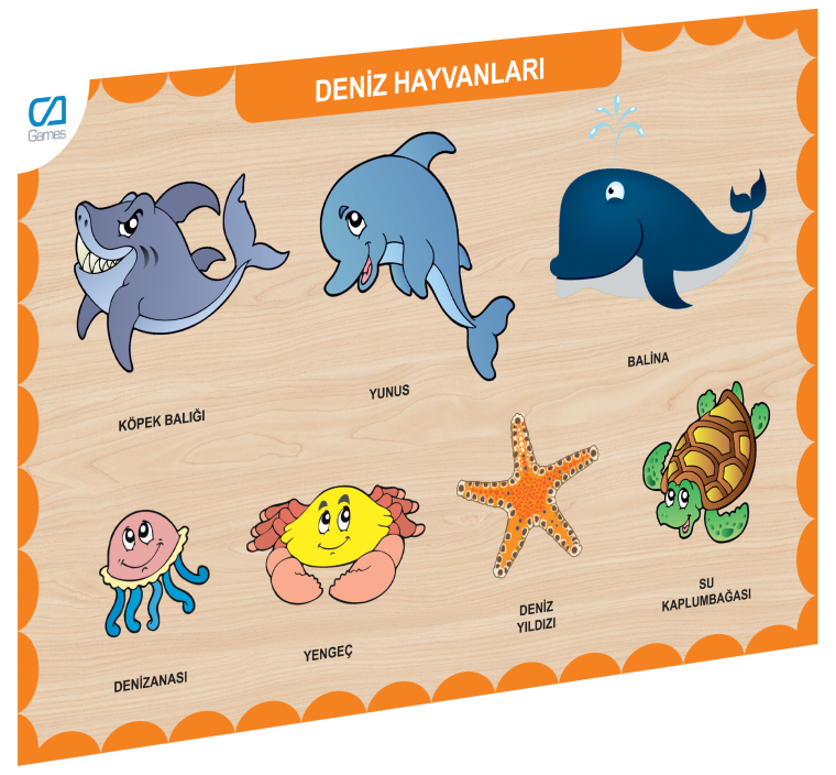 Deniz Hayvanları Ahşap Eğitici Puzzle