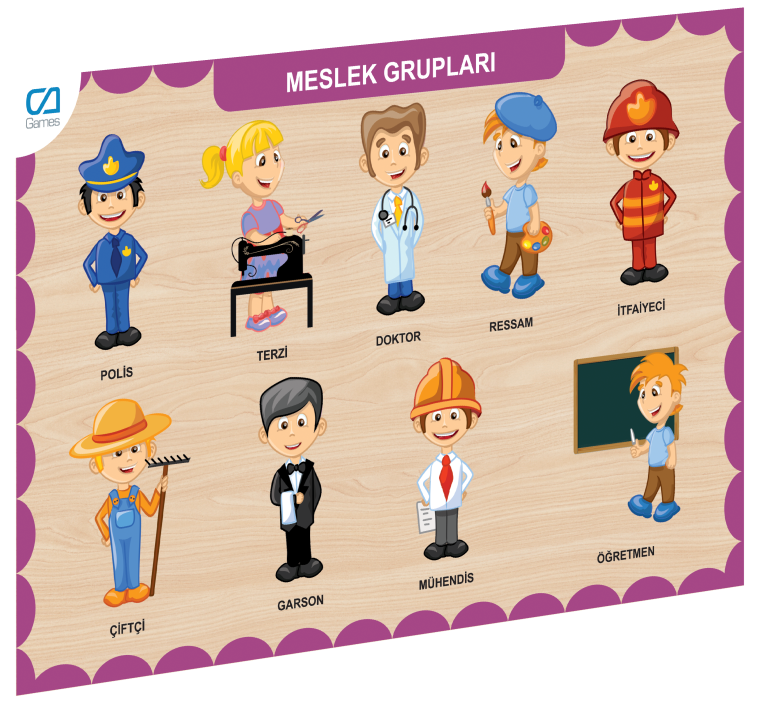Meslek Grupları Ahşap Eğitici Puzzle