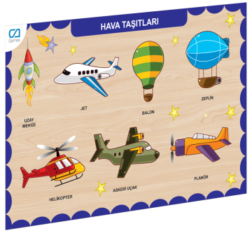 Hava Taşıtları Ahşap Eğitici Puzzle