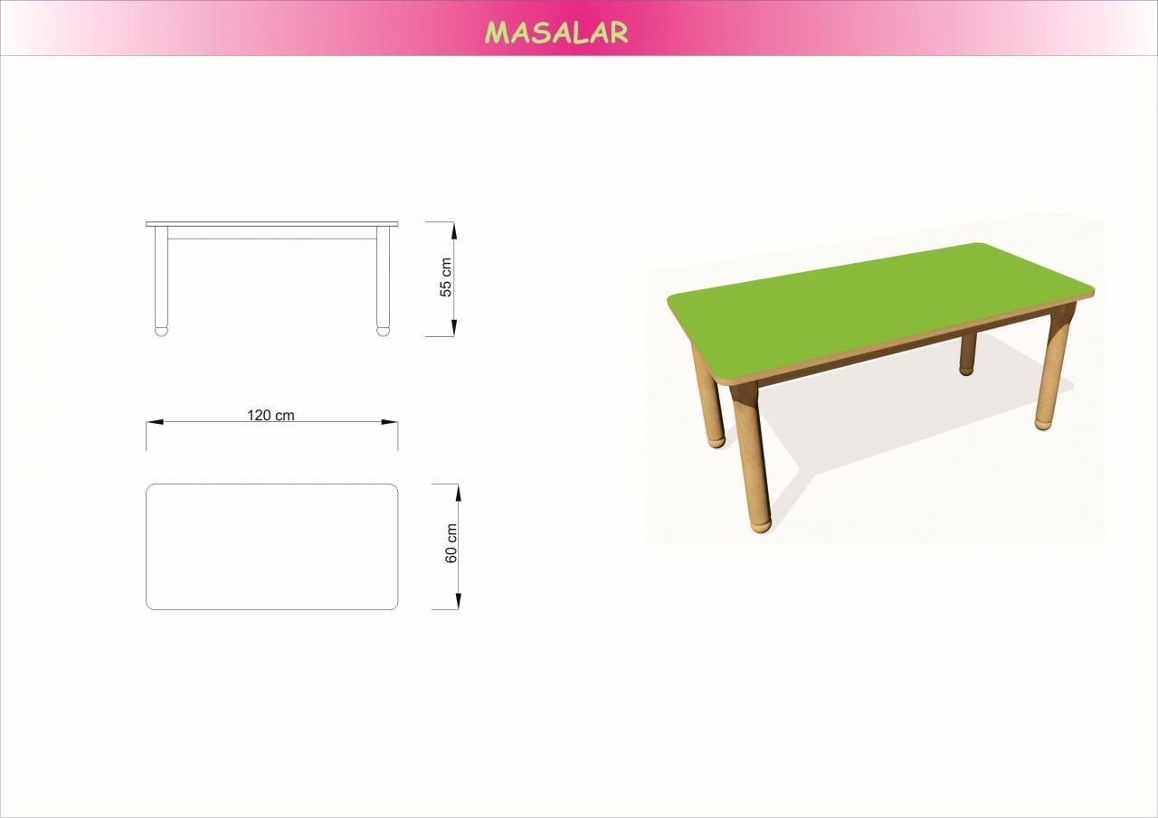Dikdörtgen Masa 60x120