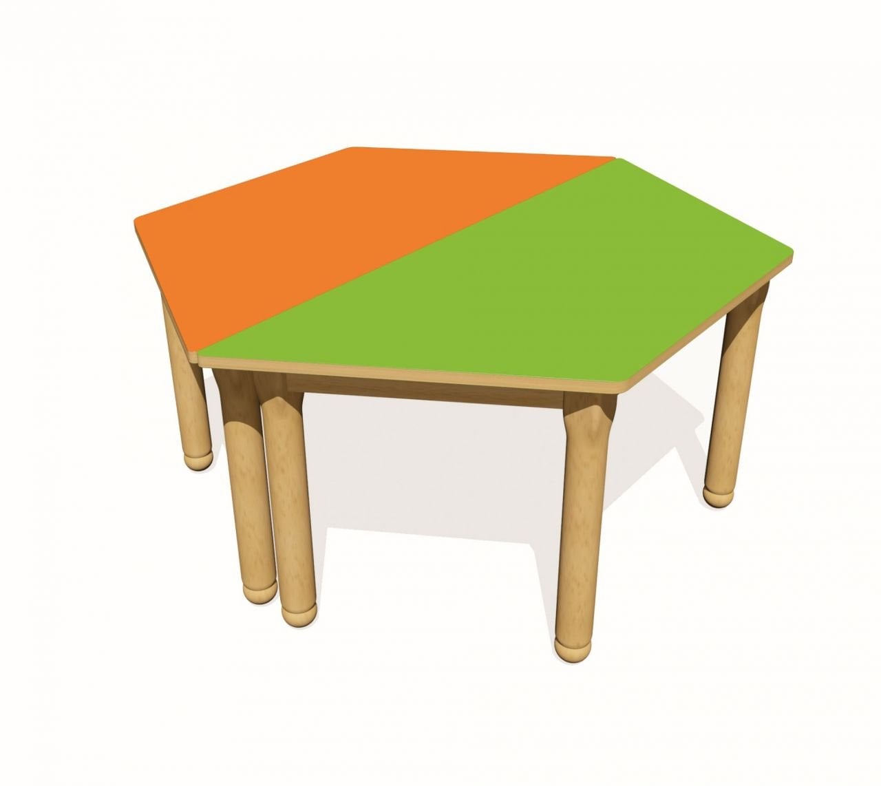 2 Parça Trapez Masa Kayın Ayaklı