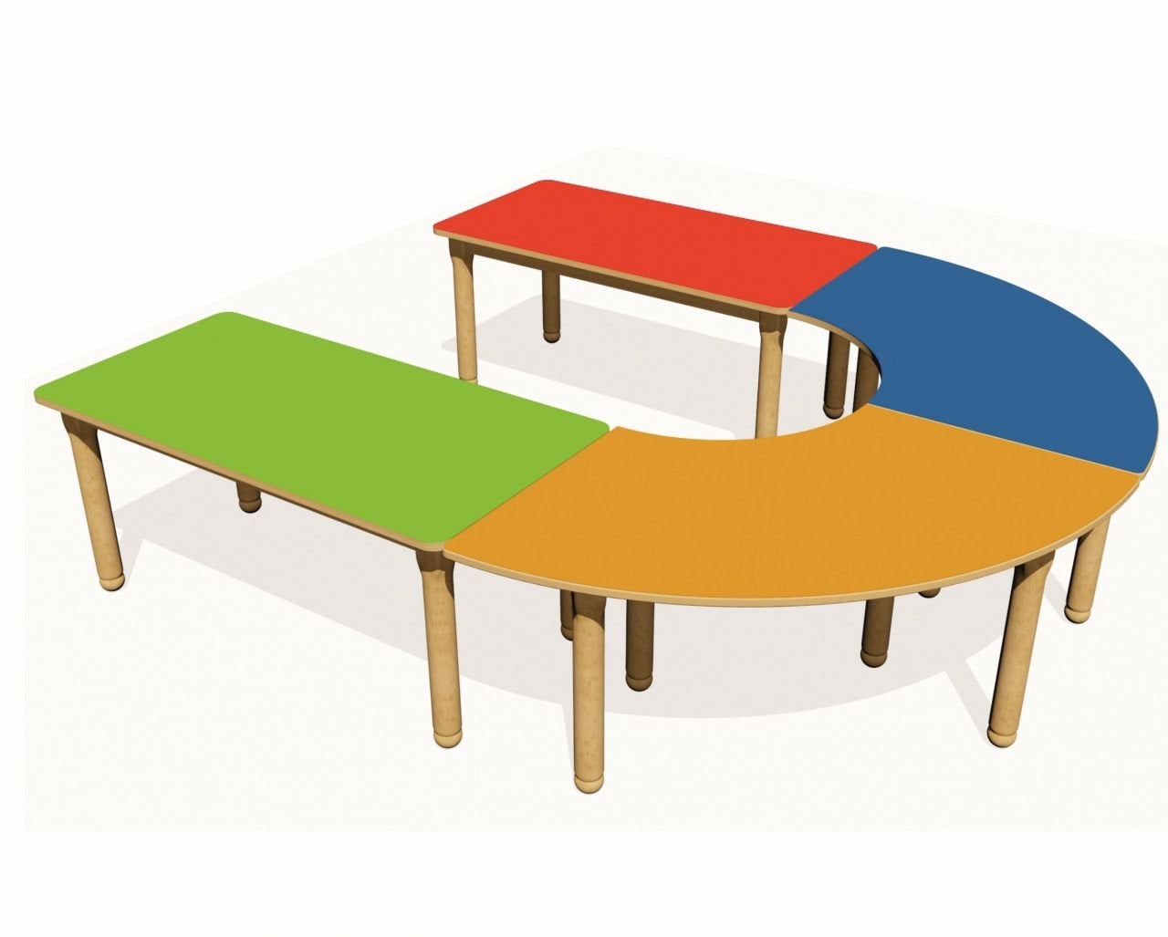 4 Parça U Masa Grubu Kayın Gövdeli Ayak