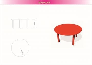 Metal Ayaklı Daire Masa