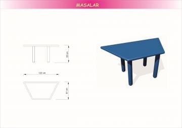 Metal Ayaklı Plastik Trapez Masa
