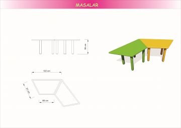 Metal Ayaklı Plastik Trapez Masa Takımı