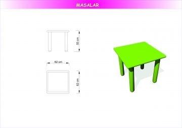 Metal Ayaklı Kare Masa