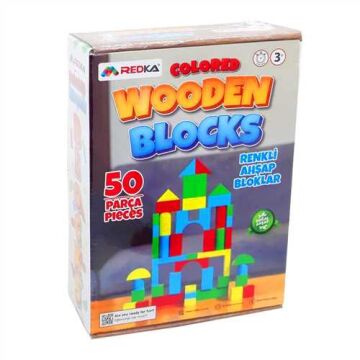 Ahşap Bloklar Renkli 50 parça