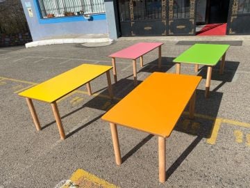 Kayın ahşap ayaklı masa 60x120