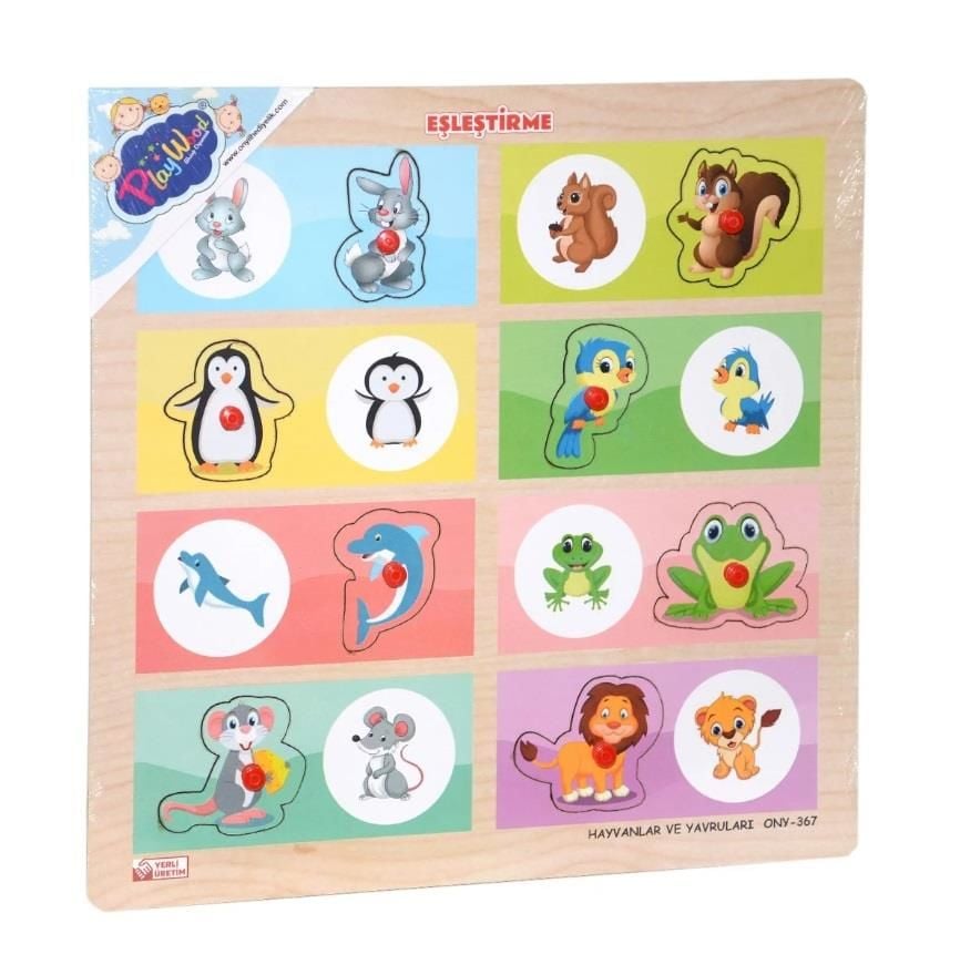 Ahşap Tutmalı Eşleştirme -Hayvanlar ve Yavruları