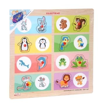 Ahşap Tutmalı Eşleştirme -Hayvanlar ve Yavruları