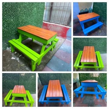 Renkli Piknik Masası Kapaklı 120 cm