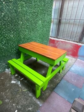 Renkli Piknik Masası Kapaklı 120 cm