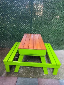 Renkli Piknik Masası Kapaklı 120 cm