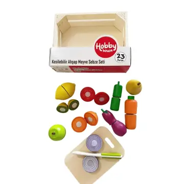 Kasalı kesilebilir 23 Parça Ahşap Sebze Meyve Seti