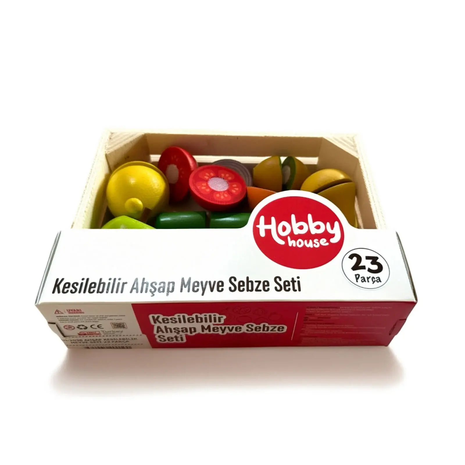 Kasalı kesilebilir 23 Parça Ahşap Sebze Meyve Seti