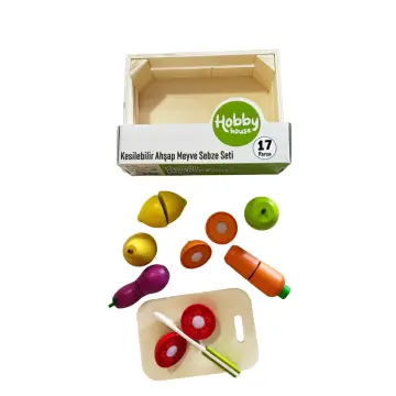 KESİLEBİLEN KASALI AHŞAP 17 PARÇA SEBZE MEYVE SETİ