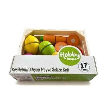 KESİLEBİLEN KASALI AHŞAP 17 PARÇA SEBZE MEYVE SETİ