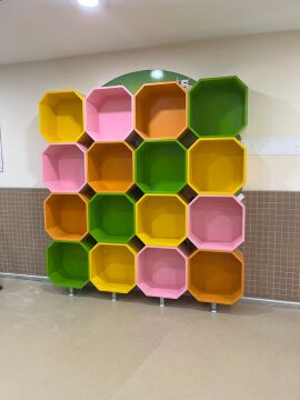 Sekizgen Lake Boyalı 16 Üniteli Kitaplık – 200×30×200 cm